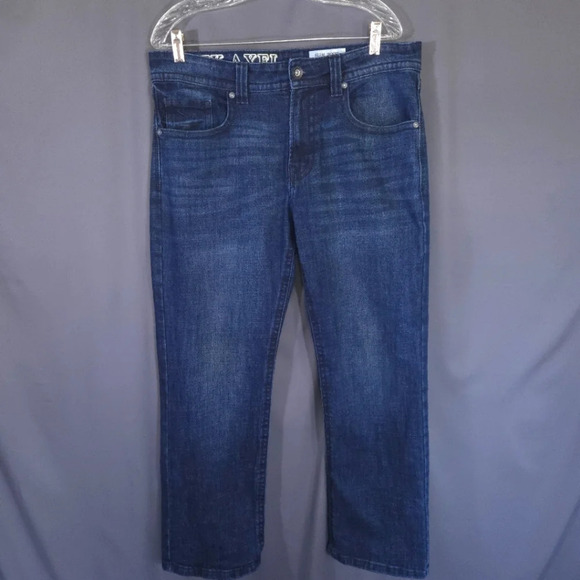 T.K. Axel Slim Boot Jeans Size 34x30 Denim Dark Wash Western Rugged Rustic‎ - Picture 1 of 12